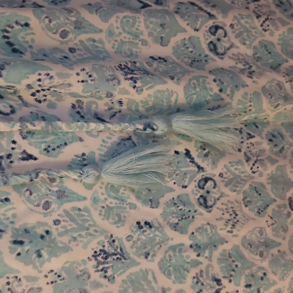 MARGAUX RIVIERA Aqua Patterned Short Sleeve V-Neck Blouson Shirt Dress - Picture 7 of 11